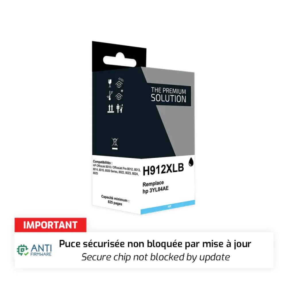 Cartouche compatible HP 912XL 3YL84AE Noir - Jet d’encre The Premium Solution