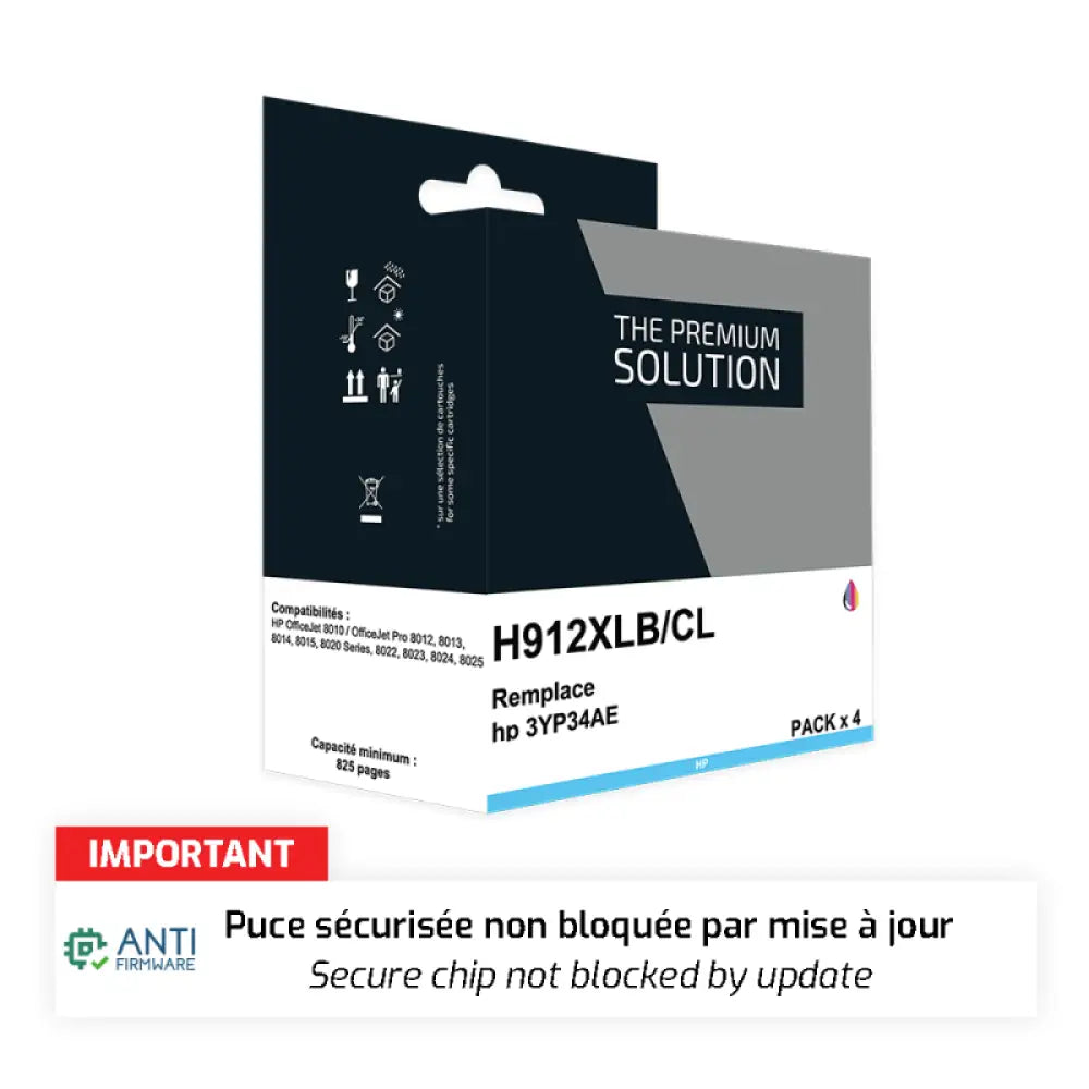 Cartouche compatible HP 912XL Pack 4 Couleurs - Jet d’encre The Premium Solution