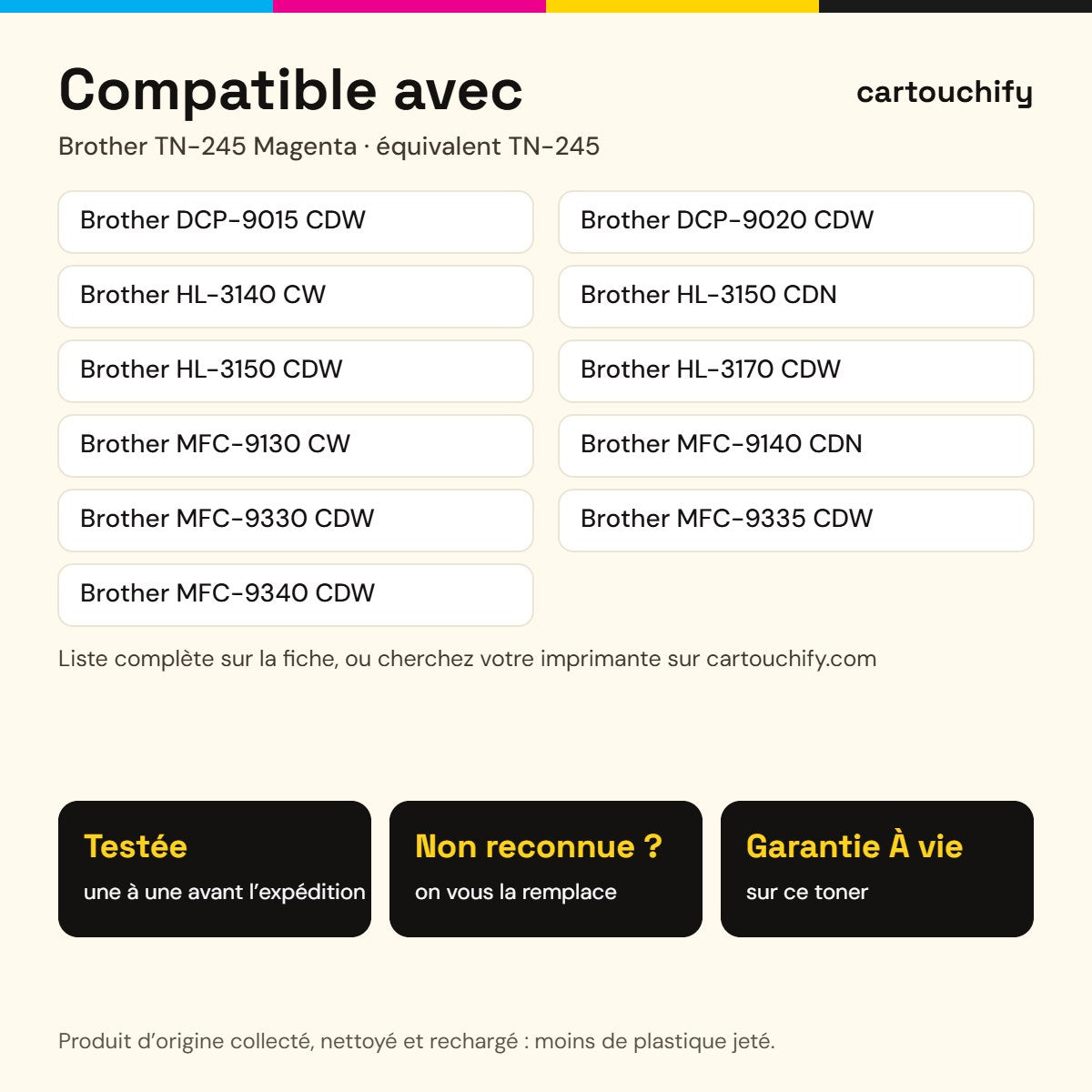 Imprimantes compatibles avec le toner Brother TN-245 Magenta