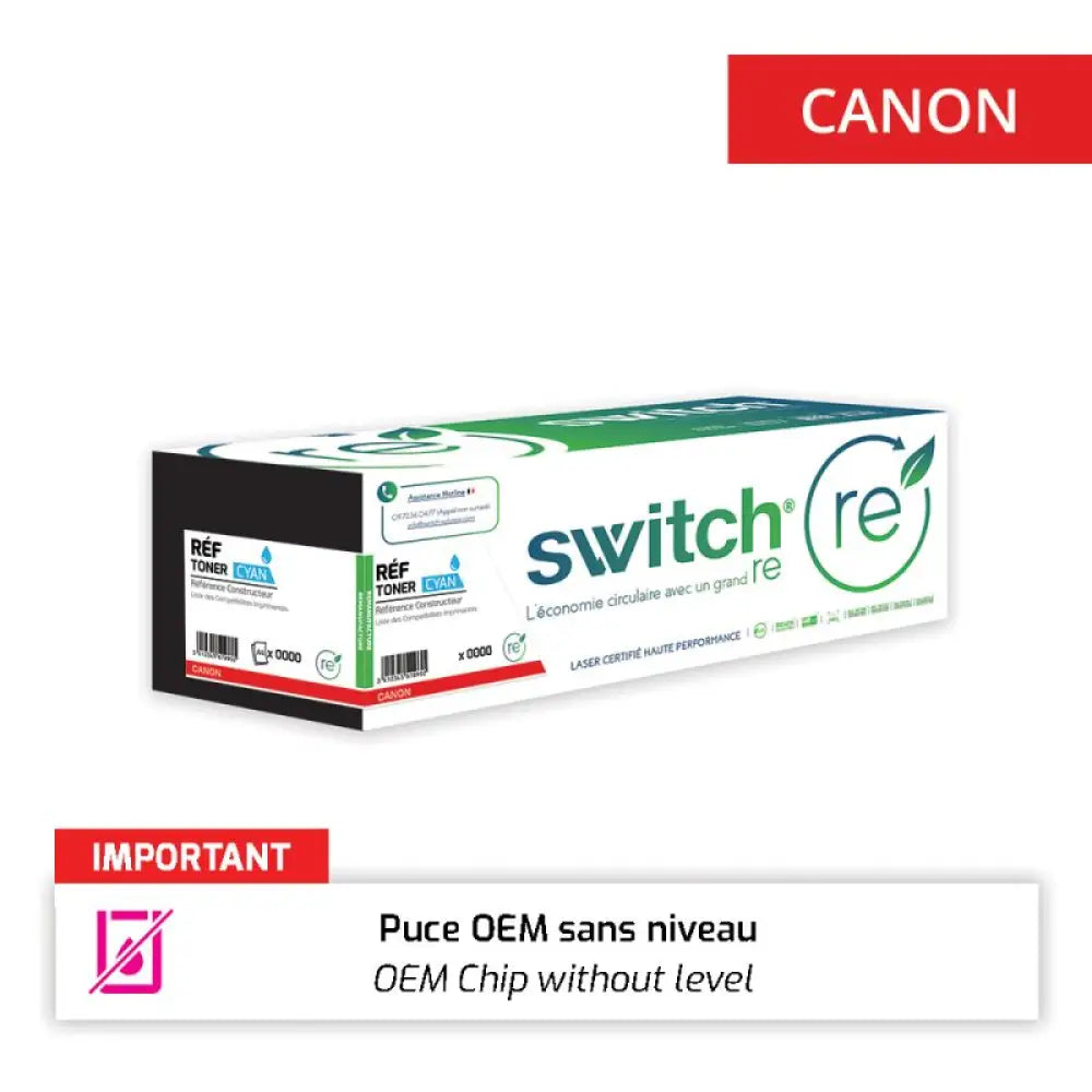 Cartouche laser compatible CANON 055H 3019C002 Cyan Toner puce OEM - remanufacturé Switch RE
