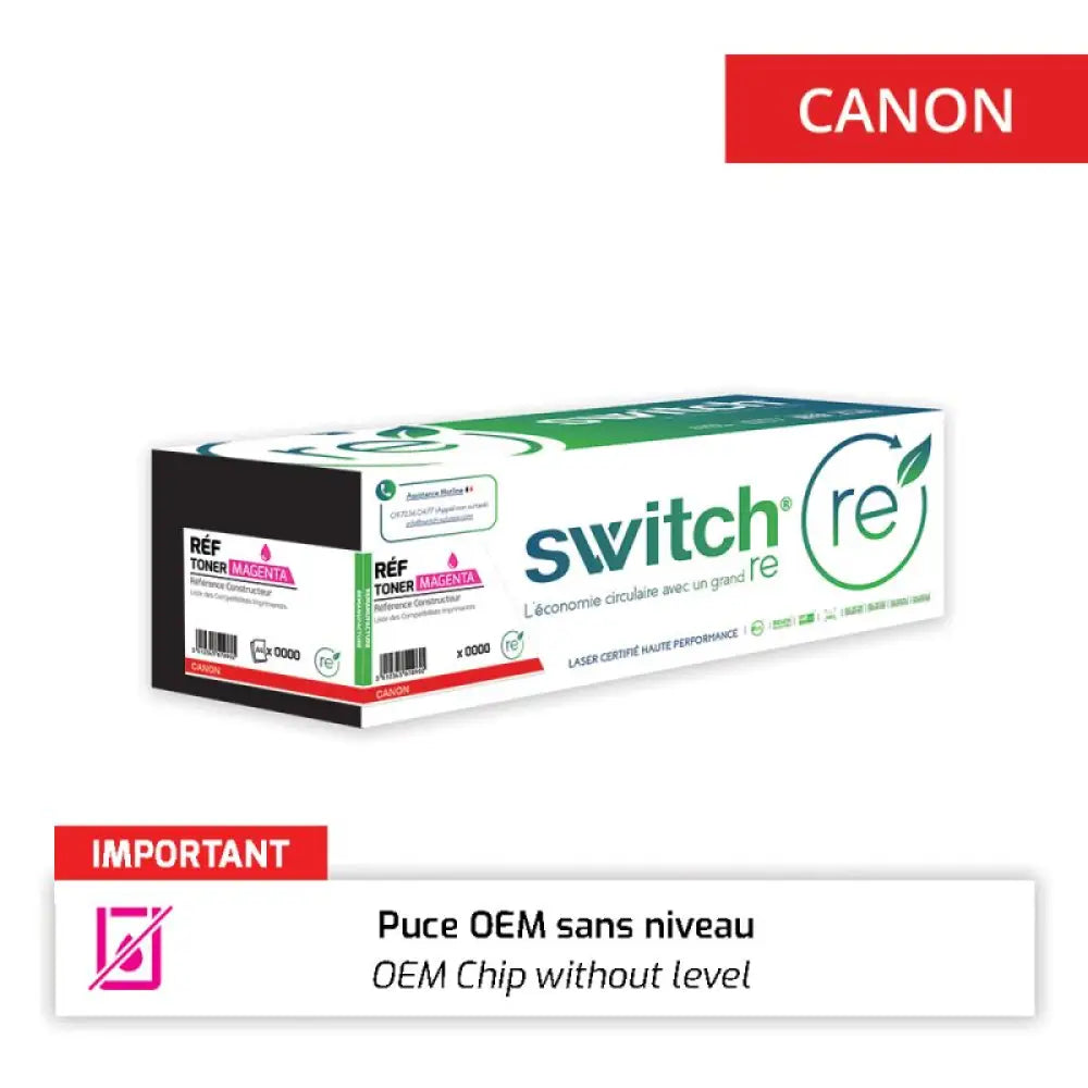 Cartouche laser compatible Canon 069H - 5096C002 Magenta avec Puce OEM - Toner remanufacturé Switch RE