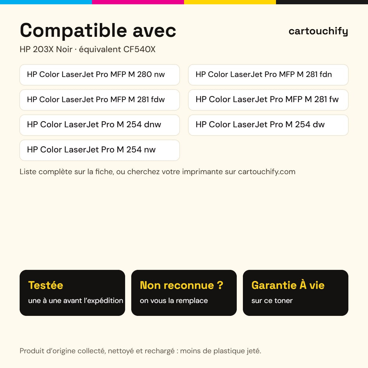 Imprimantes compatibles avec le toner HP 203X Noir