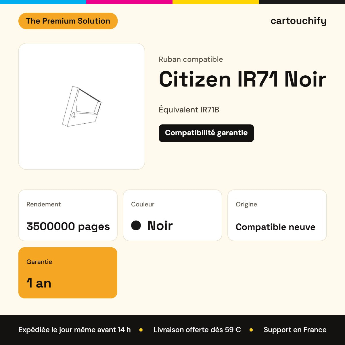 Citizen IR71 Ruban Noir compatible équivalent à IR71B : caractéristiques