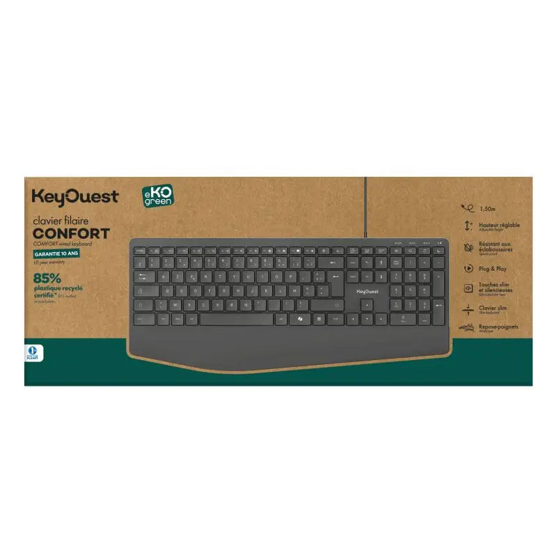 Clavier eKOgreen recyclé Filaire Confort - 1,50m - Noir