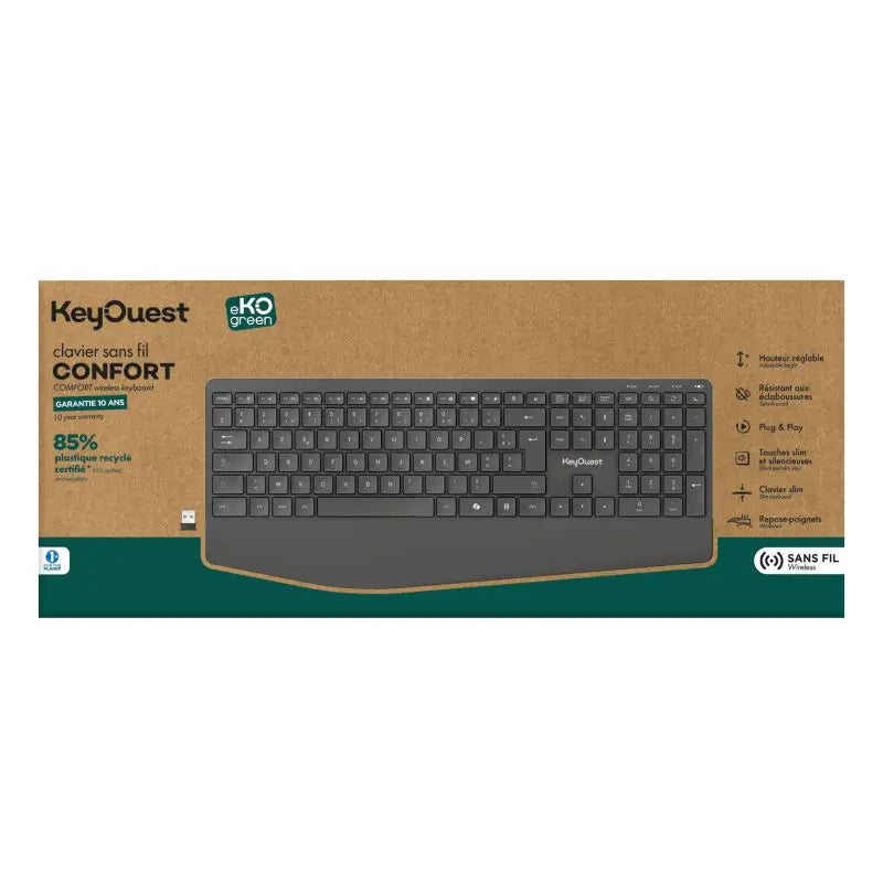 Clavier eKOgreen recyclé sans Fil Confort - Noir