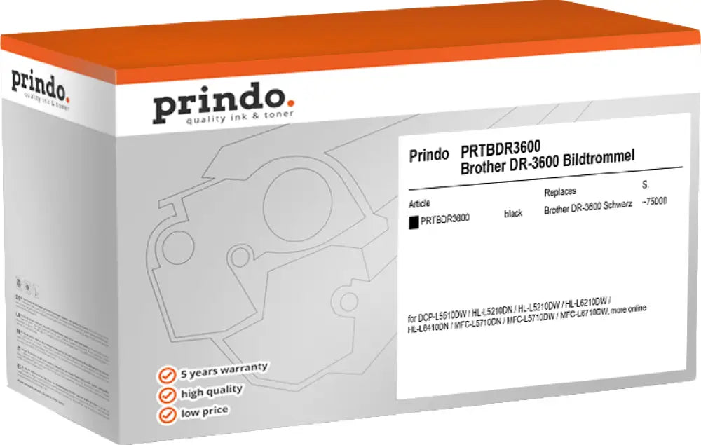 Compatible avec Brother DR-3600 Prindo Classic Tambour d’image Noir(e)