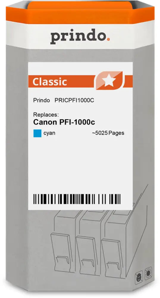 Compatible avec Canon PFI-1000c Cyan (0547C001) Prindo Classic Cartouche d’encre - Jet compatible