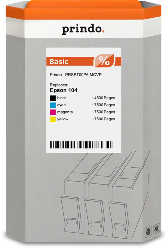 Compatible avec Epson 104 Prindo Basic Multipack Noir(e) / Cyan / Magenta / Jaune - Consommable imprimante
