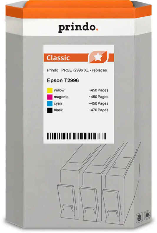 Compatible avec Epson 29 XL Prindo Classic Multipack Noir(e) / Cyan / Magenta / Jaune - Jet d’encre compatible