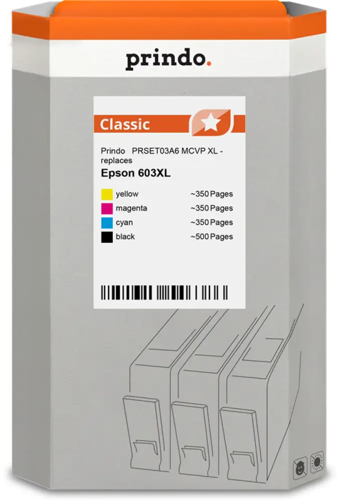 Compatible avec Epson 603XL Prindo Classic XL Multipack Noir(e) / Cyan / Magenta / Jaune - Consommable imprimante