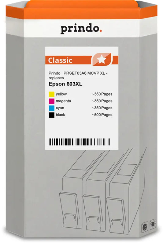 Compatible avec Epson 603XL Prindo Classic XL Multipack Noir(e) / Cyan / Magenta / Jaune - Consommable imprimante
