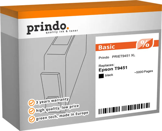 Compatible avec Epson T9451 Noir(e) Prindo Basic XL Cartouche d’encre - Jet compatible