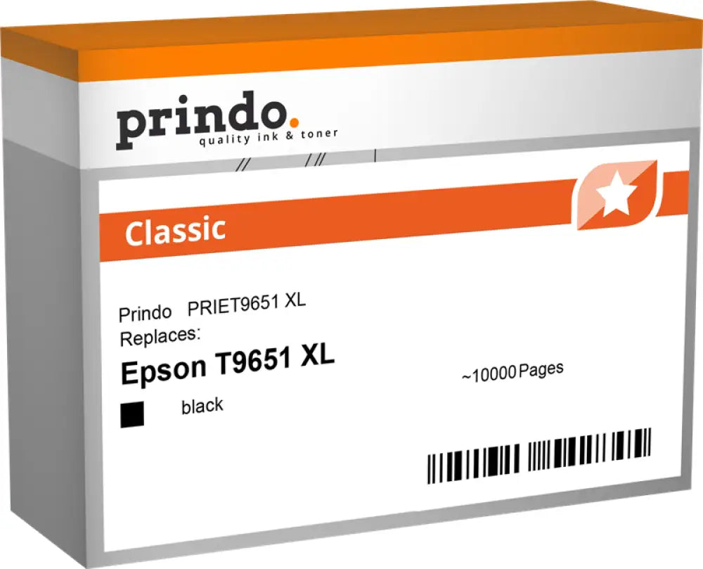 Compatible avec Epson T9651 XL Noir(e) Prindo Classic Cartouche d’encre - Jet compatible
