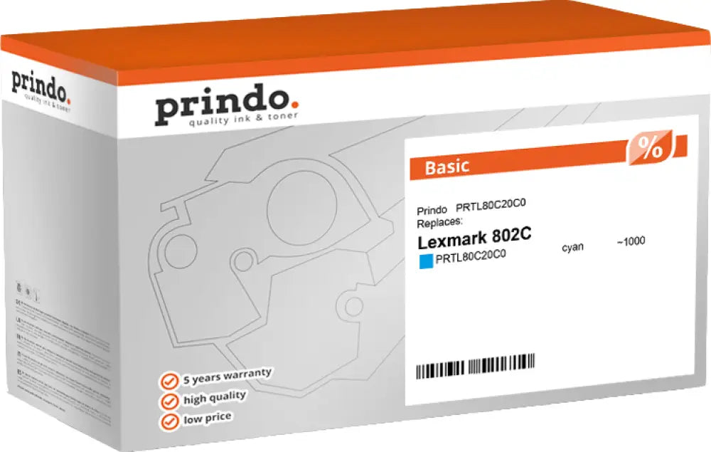 Compatible avec Lexmark 802C Prindo Basic Cyan Toner - compatible
