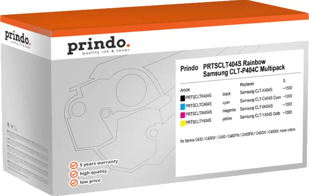 Compatible avec Samsung CLT-P404C Prindo Classic Noir(e) / Cyan / Magenta / Jaune Value Pack - Consommable imprimante