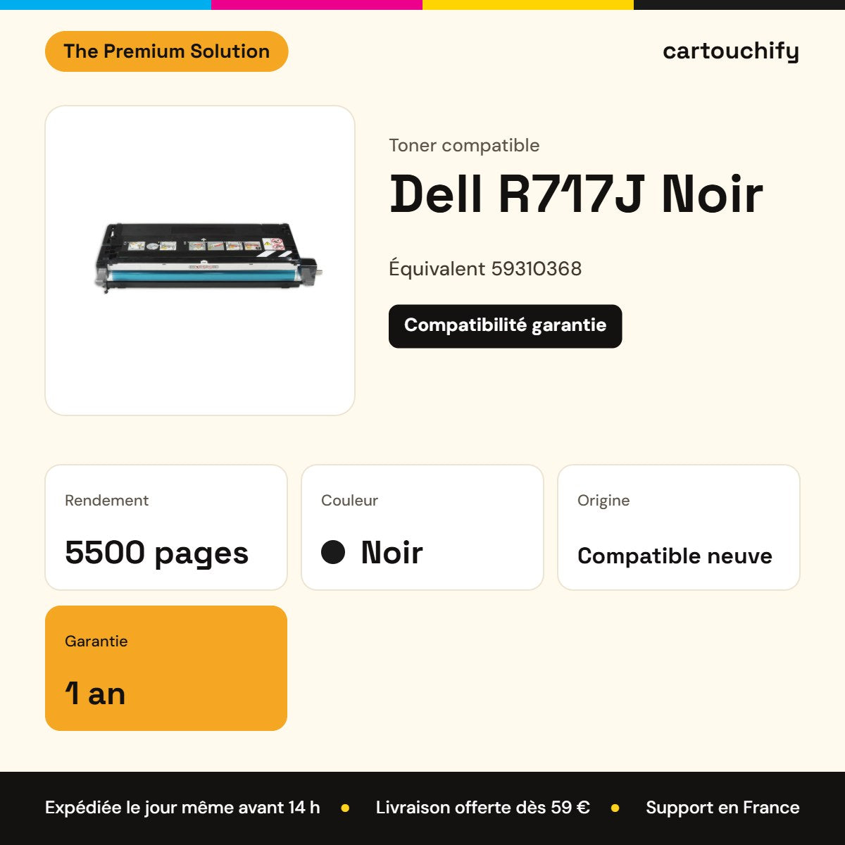 Dell R717J Toner Noir compatible équivalent à 59310368 · Premier Prix : caractéristiques