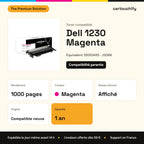 Dell 1230 Toner Magenta compatible équivalent à 59310495, J506K : caractéristiques