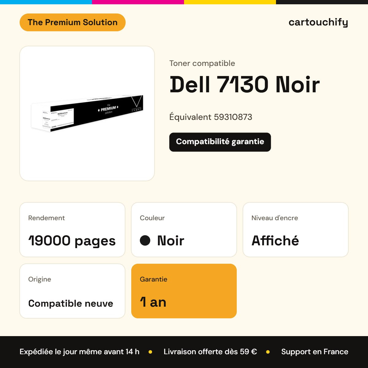 Dell 7130 Toner Noir compatible équivalent à 59310873 : caractéristiques