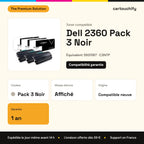 Dell 2360 Toner Pack 3 Noir compatible équivalent à 59311167, C3NTP, 59311168 : caractéristiques