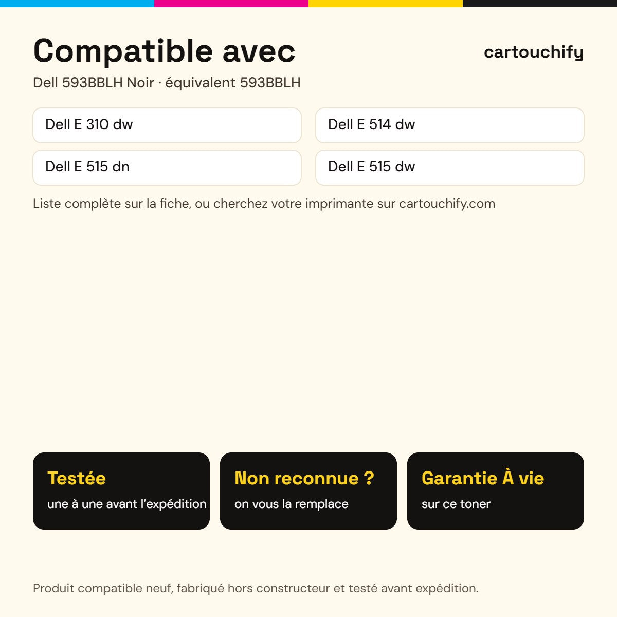Imprimantes compatibles avec Dell 593BBLH Toner Noir compatible · Switch