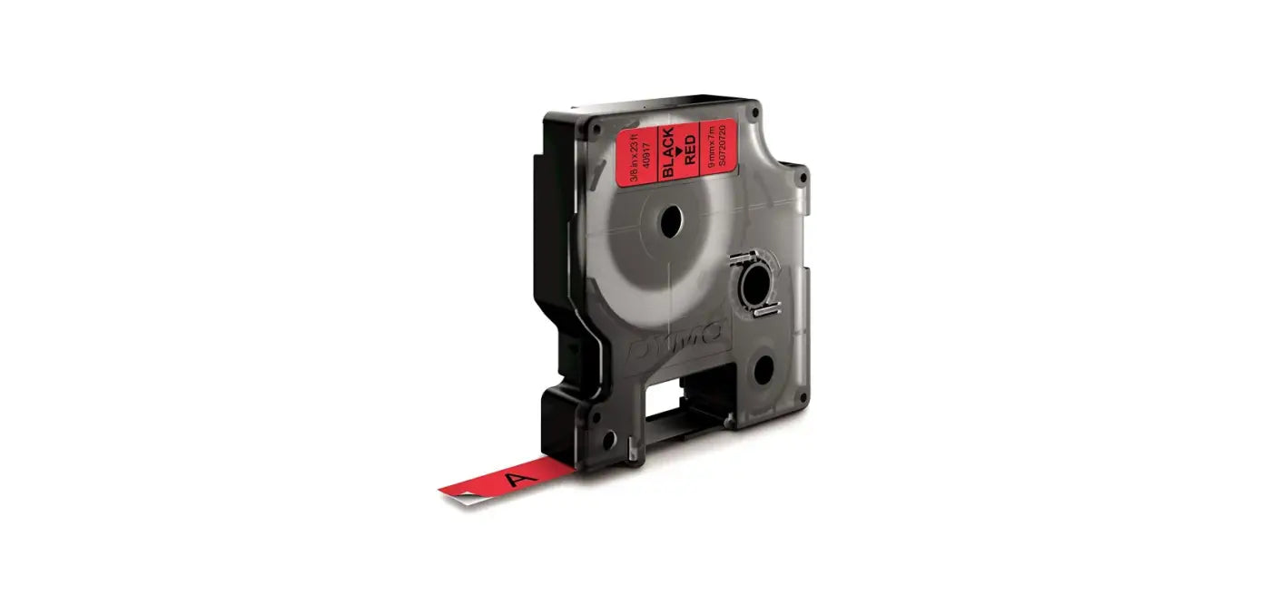 Dymo S0721630, Ruban titreuse Noir sur Rouge compatible, The Premium Solution