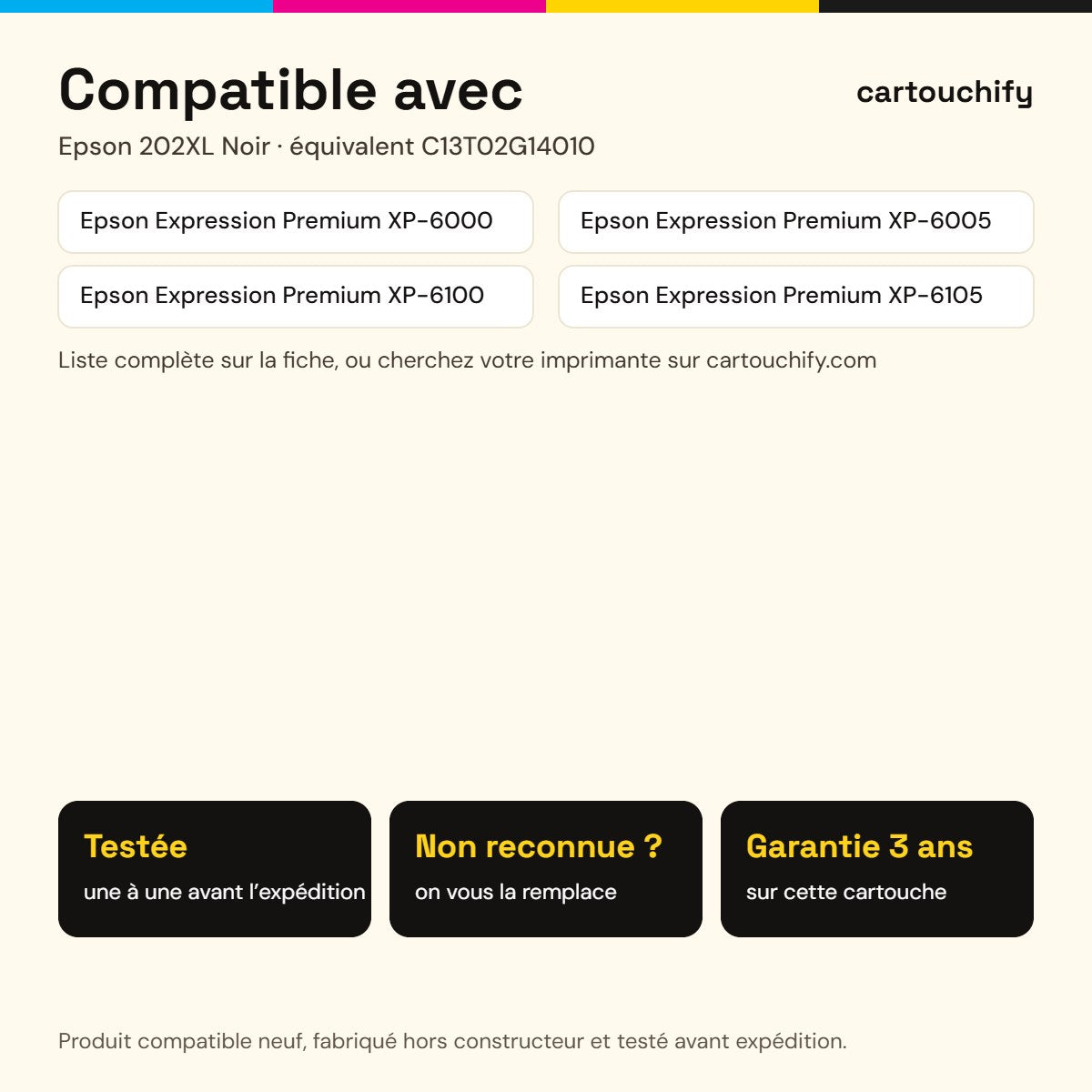 Imprimantes compatibles avec Epson 202XL Cartouche Noir compatible équivalent à C13T02G14010 · Switch