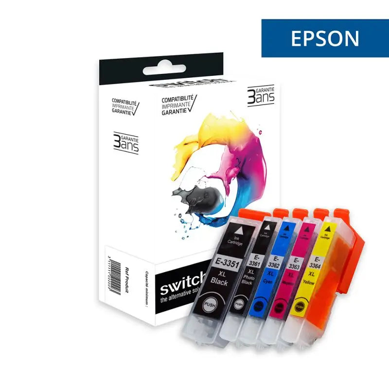 Epson 33XL Orange Cartouche Pack 4 Couleurs compatible équivalent à C13T33574012 · Switch