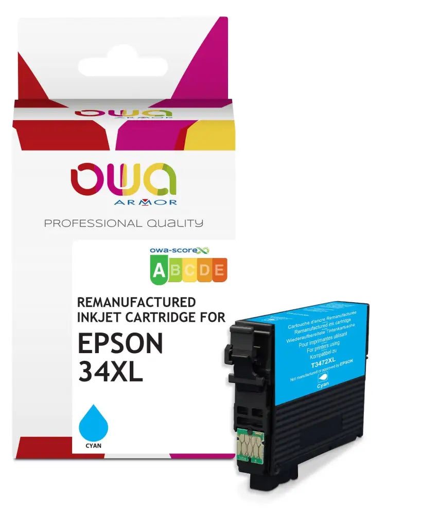EPSON 34XL - Cartouche compatible - haute capacité - Cyan - Jet d’encre remanufacturé OWA