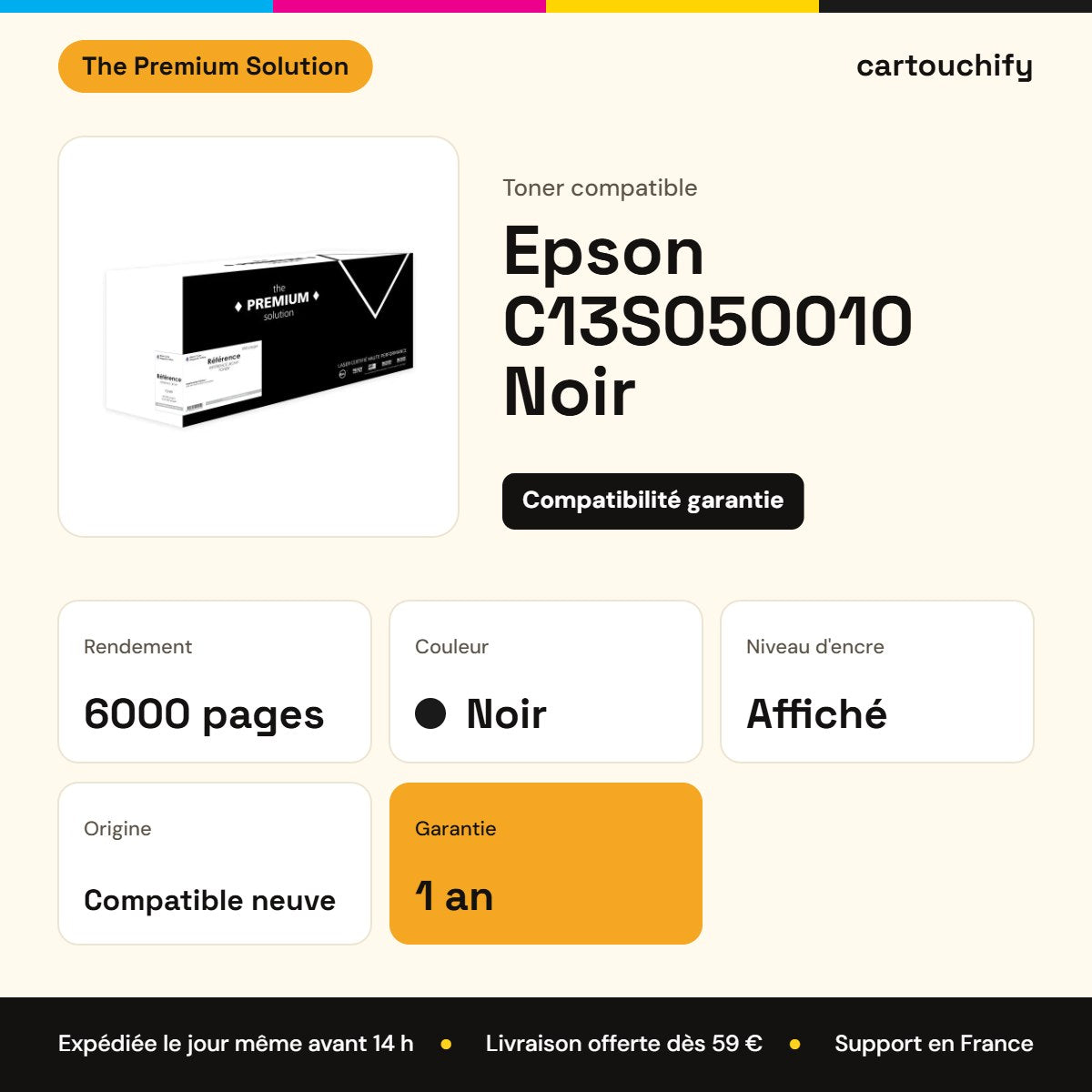 Epson C13S050010 Toner Noir compatible : caractéristiques