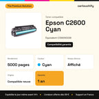 Epson C2600 Toner Cyan compatible équivalent à C13S050228 : caractéristiques