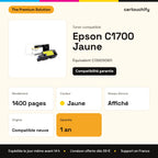 Epson C1700 Toner Jaune compatible équivalent à C13S050611 : caractéristiques