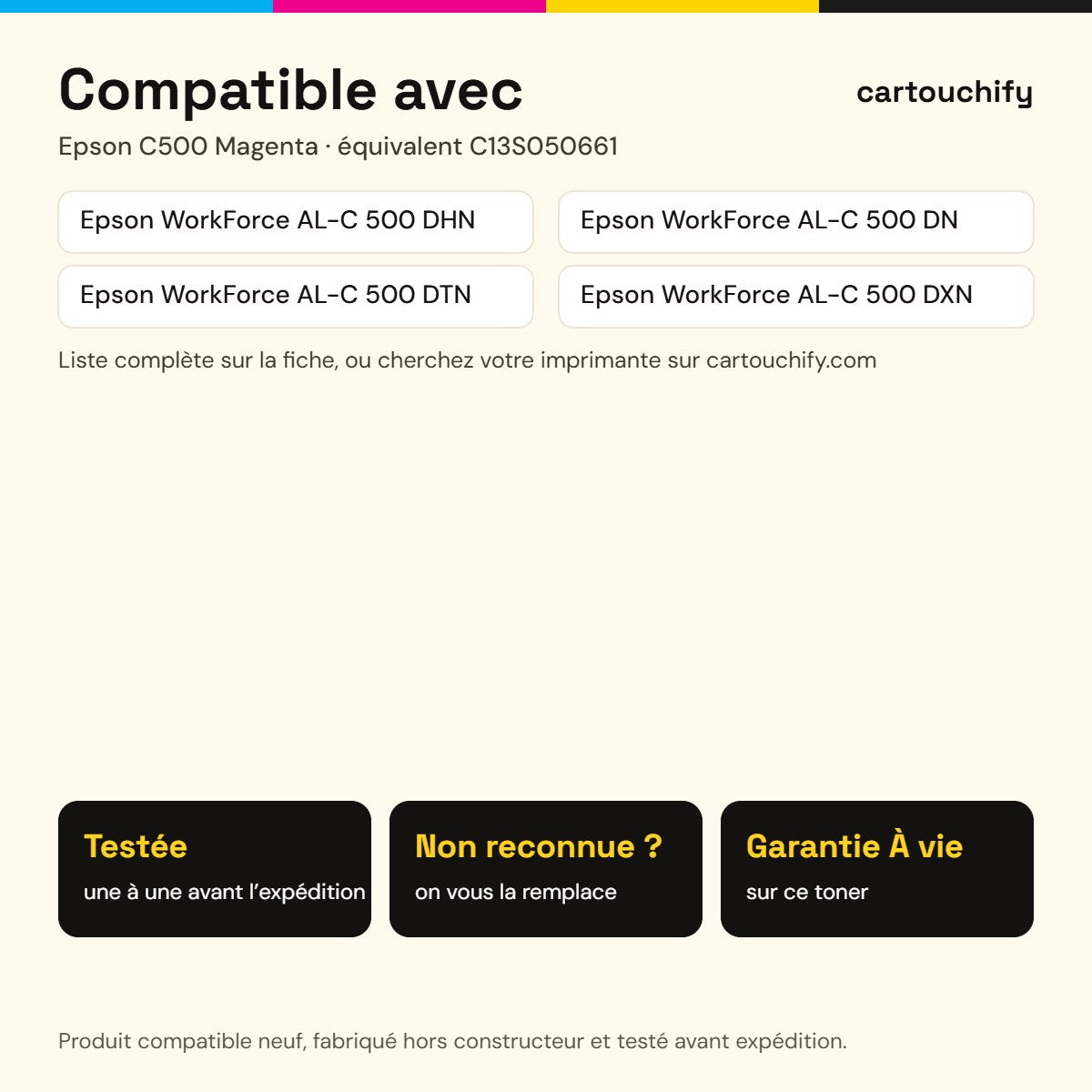 Imprimantes compatibles avec Epson C500 Toner Magenta compatible équivalent à C13S050661 · Switch