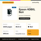 Epson 408XL Cartouche Noir compatible équivalent à C13T09K14010 : caractéristiques