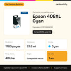 Epson 408XL Cartouche Cyan compatible équivalent à C13T09K24010 : caractéristiques
