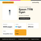 Epson T11N Cartouche Cyan compatible équivalent à C13T11N240 : caractéristiques