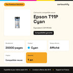 Epson T11P Cartouche Cyan compatible équivalent à C13T11P240 : caractéristiques