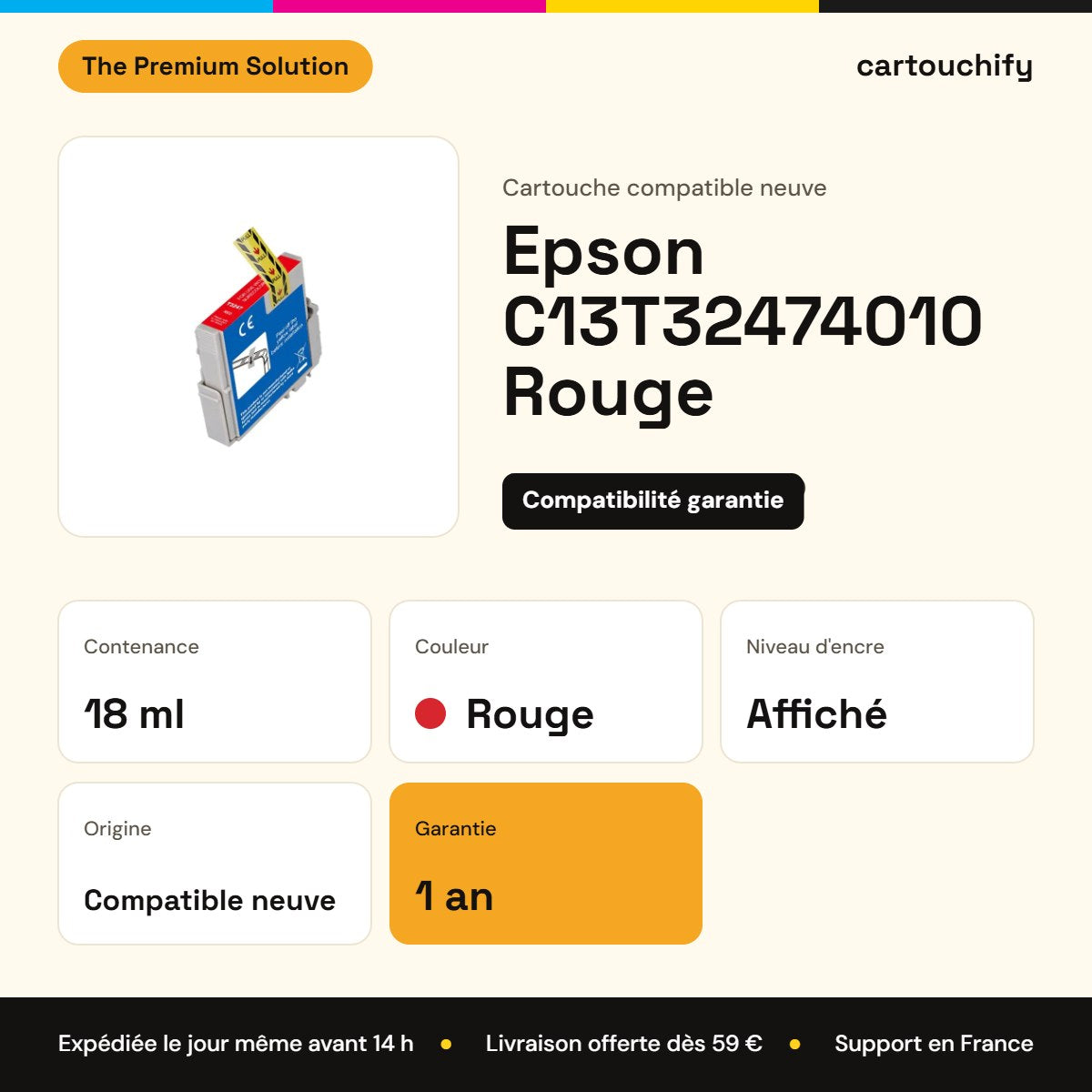 Epson C13T32474010 Cartouche Rouge compatible : caractéristiques