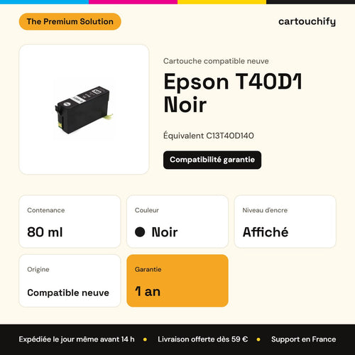 Epson T40D1 Cartouche Noir compatible équivalent à C13T40D140 : caractéristiques