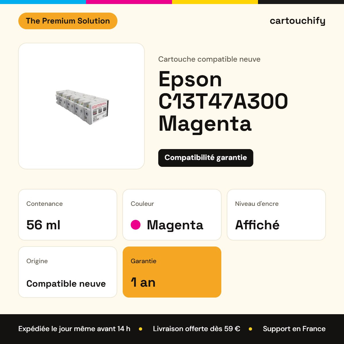 Epson C13T47A300 Cartouche Magenta compatible : caractéristiques