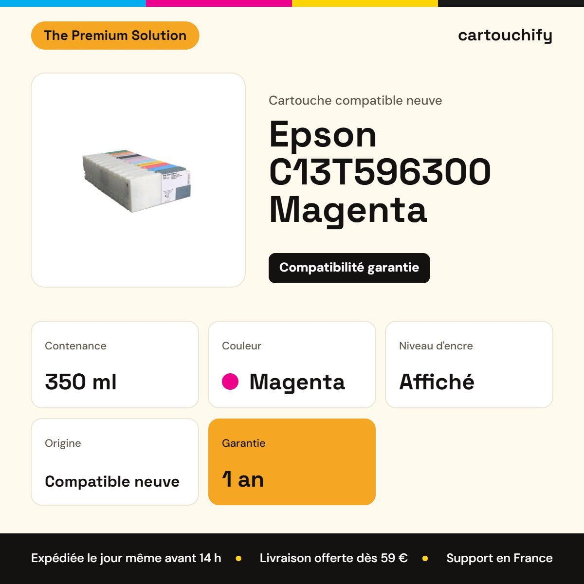 Epson C13T596300 Cartouche Magenta compatible : caractéristiques