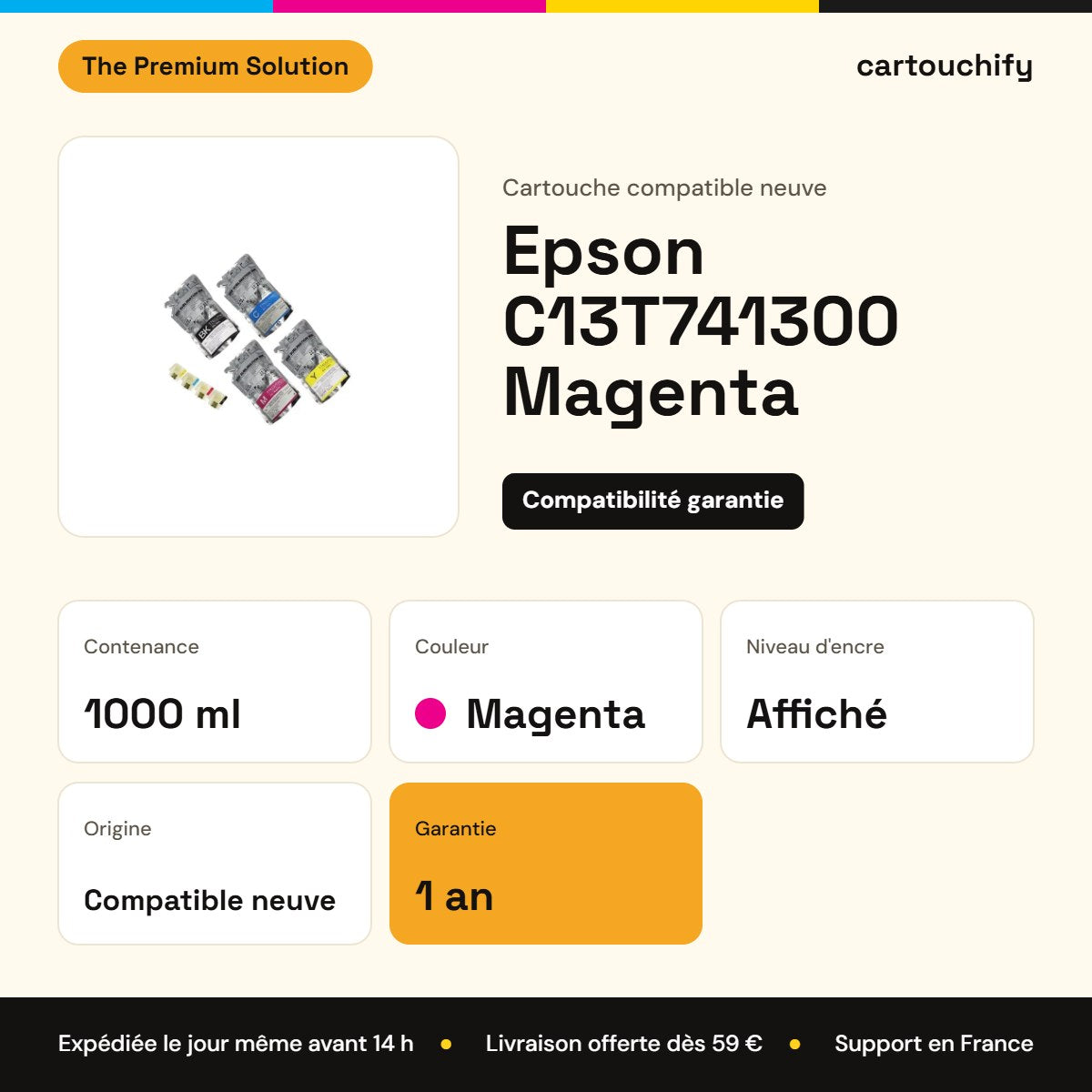 Epson C13T741300 Cartouche Magenta compatible : caractéristiques