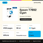 Epson T7892 Cartouche Cyan compatible équivalent à C13T789240 · Switch : caractéristiques