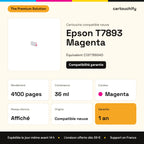 Epson T7893 Cartouche Magenta compatible équivalent à C13T789340 : caractéristiques