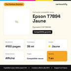 Epson T7894 Cartouche Jaune compatible équivalent à C13T789440 : caractéristiques