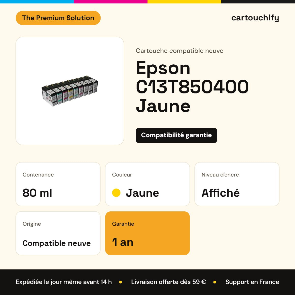Epson C13T850400 Cartouche Jaune compatible : caractéristiques