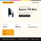Epson 114 Bouteille encre Noir compatible équivalent à C13T07A140, T114 : caractéristiques