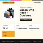 Epson E114 Flacon d'encre Pack 4 couleurs compatible : caractéristiques