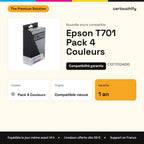 Epson T701 Bouteille encre Pack 4 Couleurs compatible équivalent à C13T70114010, T70124010, T70134010 : caractéristiques