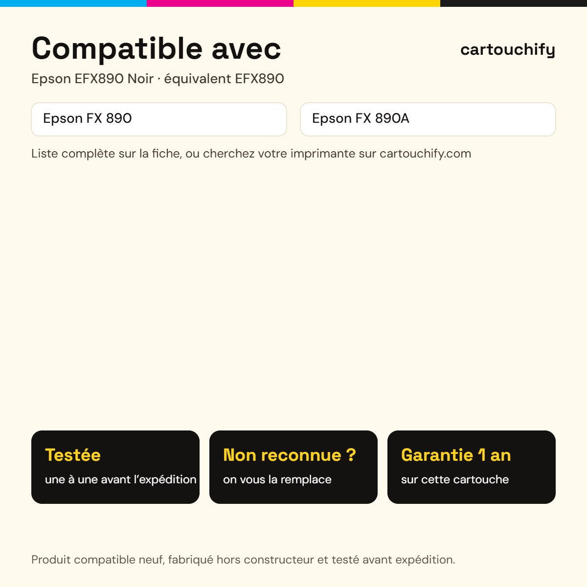 Imprimantes compatibles avec Epson EFX890 Ruban Noir compatible