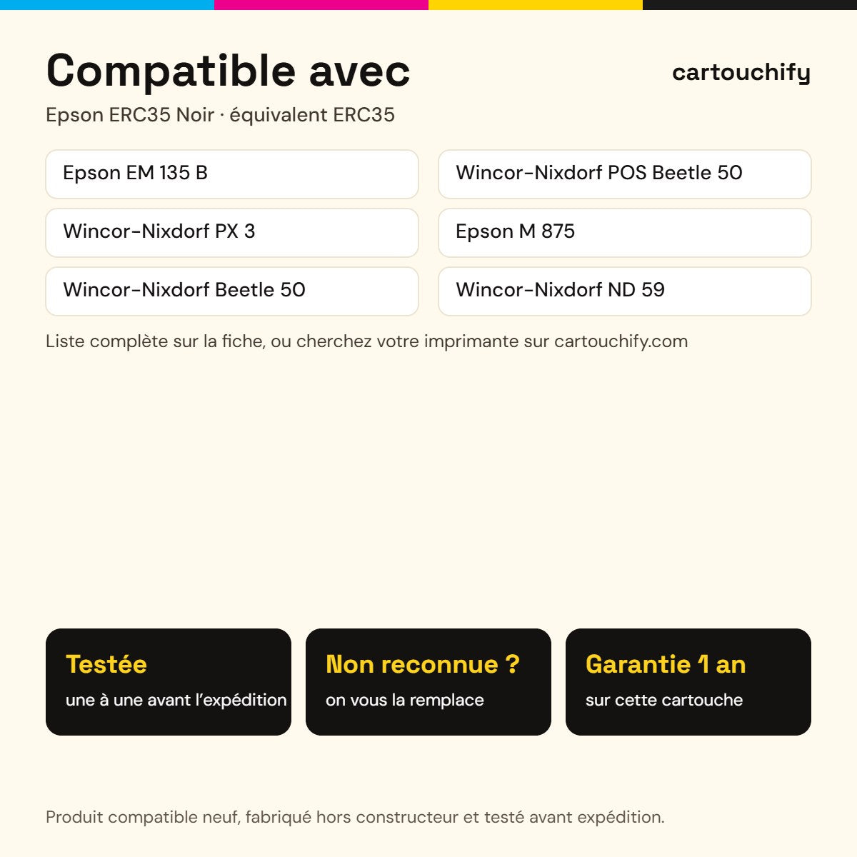 Imprimantes compatibles avec Epson ERC35 Ruban Noir compatible